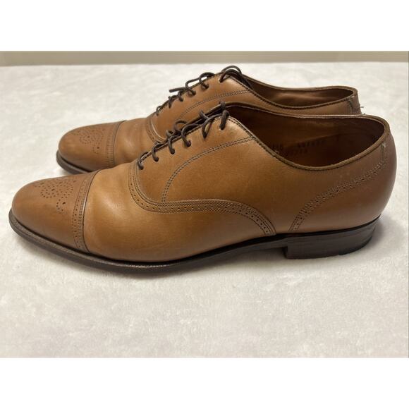 Footjoy Men’s Shoes Size 11.5 B Brown Cap Toe Wingtip Leather Dress Shoes Lace - Picture 3 of 9